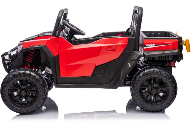 SHOK Ride On TaskMaster FOUR 2 Seat 24V Leather Seats EVA Wheels Remote Red 2