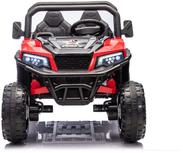 SHOK Ride On TaskMaster FOUR 2 Seat 24V Leather Seats EVA Wheels Remote Red 3