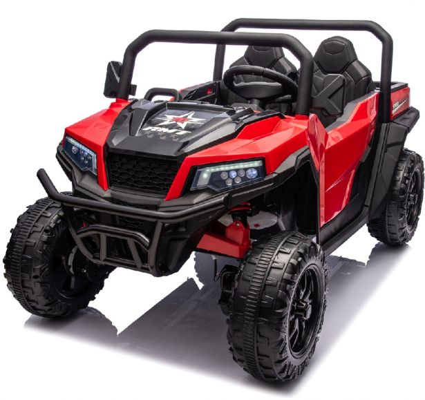 SHOK Ride On TaskMaster FOUR 2 Seat 24V Leather Seats EVA Wheels Remote Red 4
