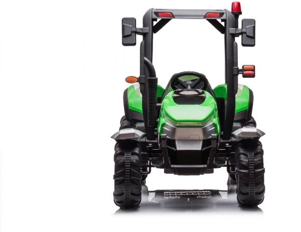 SHOK Ride On Trundle Tug 2 Seat 24V Leather Seats EVA Wheels Remote Green 2