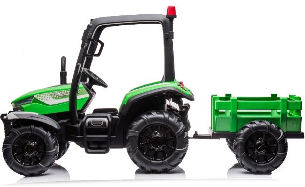 SHOK Ride On Trundle Tug 2 Seat 24V Leather Seats EVA Wheels Remote Green 3